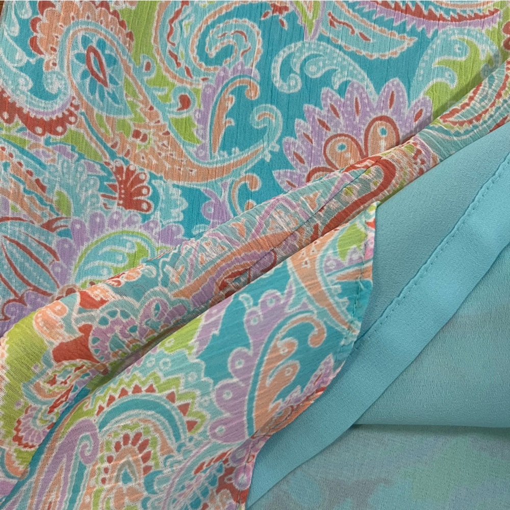 Y2K Crazy Horse Aqua Maxi Ruffle Skirt with Pastel Paisley Accents Mermaidcore - Picture 9 of 9